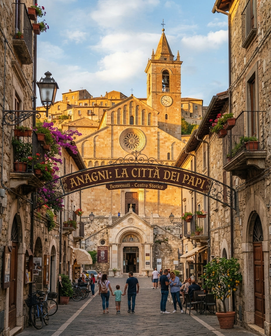 Vicolo di Anagni con campanile e arco di ingresso al centro storico